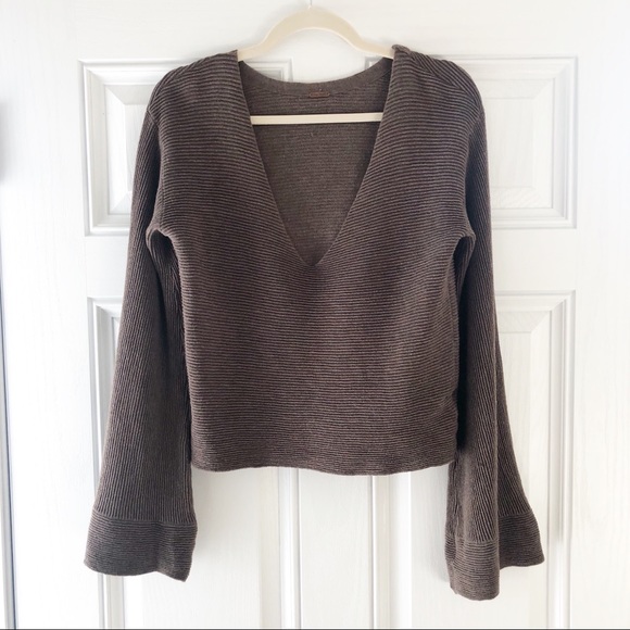 Free People Sweaters - Free People Starman Bell Sleeve Brown Wool Sweater